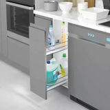 Starax Ahşap Tabanlı Gizli Raylı Deterjanlık Tek Açılım Sol Modül Krom 20cm Şişelik (S-2484-C)