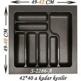 Starax Çekmece Içi Plastik Kaşıklık Antrasit Antibakteriyel S-2286-A En:49-42 D:49-40 cm Arası Kesilebilir 7 Göz 55 cm Modül - 1 Adet