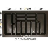 Starax Çekmece Içi Plastik Kaşıklık Antrasit Antibakteriyel S-2290-A En:84-77 D:49-40 cm Arası Kesilebilir 13 Göz 90 cm Modül - 1 Adet