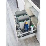 Starax Plastik Çekmece İçi Otomatik Kapak Çöp Kovası ve Deterjan Seti, 2x12L, Mutfak Dolabı İçin, Otomatik Açılır