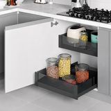 Starax Premium 45 cm Antrasit Modül Bağımsız Çift Açılım Gizli Raylı Çekmece