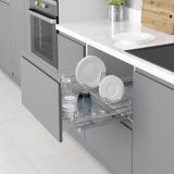 Starax S-2033-C Bardaklık 80 cm Kapağa Monte Çift Açılım Gizli Raylı Tepsili Tabaklık