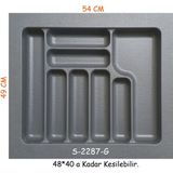 Starax S-2287-G Çekmece İçi Plastik Kaşıklık Gri En:54-47,5 D:49-40 cm. Arası Kesilir 8 Göz - 54 x 49 cm