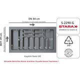 Starax S-2290-G Çekmece İçi Plastik Kaşıklık Gri En:84-77 D:49-40 cm. Arası Kesilir 13 Göz - 84 x 49 cm