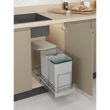 Starax S-2392-g Teleskopik Raylı Plastik 12+12 L Gri Çöp Kovası