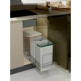 Starax S-2392-G Teleskopik Raylı Plastik 12+12 Lt. Gri Çöp Kovası