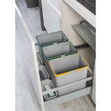 Starax S-2546-G Çekmece İçi Çöp Kovası 70 cm (Oto.Kapak)16+16+1+1 lt. GRİ