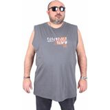 Starbattal Büyük Beden Baskılı Kolsuz Tişört Denim 25154 Fume - Füme - 6XL