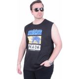 Starbattal Büyük Beden Baskılı Kolsuz Tişört Miami Beach 26126 Sıyah - Siyah - 6XL