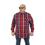 Starbattal Büyük Beden Erkek Cepli Gömlek Colourful Square 23364 BORDO