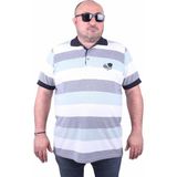 Starbattal Büyük Beden Polo Yaka Tişört 3XL Lacivert Kısa Kol Erkek Çizgili Stil