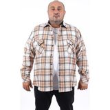 Starbattal Büyük Beden Spor Gömlek Erkek Regular Fit Kahverengi Ekose-Kareli Stil - 2XL