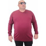 Starbattal Erkek Bordo Sıfır Yaka Basic Triko Kazak Uzun Kol Klasik Stil - 4XL