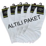 Starbattal Erkek Büyük Beden Bambu Dikişsiz Altılı Paket Patik Çorap 11903 Beyaz - 46 - 50