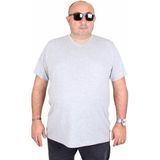 Starbattal Erkek Büyük Beden Likralı Basic V Yaka Tişört 11170 Grı Melanj - Gri Melanj - 9XL