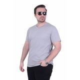 Starbattal Erkek Büyük Beden Likralı Basic V Yaka Tişört 11170 GRI