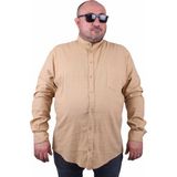 Starbattal Erkek Büyük Beden Likralı Keten Hakim Yaka Cepli Gömlek 11308 Camel - 3XL