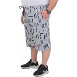 Starbattal Erkek Büyük Beden Penye Şort Letter Dance 24644 Grı Melanj - Gri Melanj - 6XL