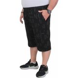 Starbattal Erkek Büyük Beden Penye Şort Letter Dance 24644 Sıyah - Siyah - 3XL