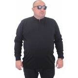 Starbattal Erkek Büyük Beden Polo Yaka Fermuarlı Triko Kazak 23701 Sıyah - Siyah - 4XL