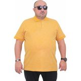 Starbattal Erkek Büyük Beden Polo Yaka Mat Baskılı Tişört 24451 Hardal - 3XL