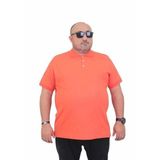 Starbattal Erkek Büyük Beden Polo Yaka Mat Baskılı Tişört 24451 Nar Çiçeği