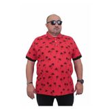 Starbattal Erkek Büyük Beden Polo Yaka Tişört Palm 24460 KIRMIZI