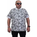 Starbattal Erkek Büyük Beden Polo Yaka Tişört Skull 24454 Beyaz - 5XL