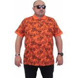 Starbattal Erkek Büyük Beden Polo Yaka Tişört Skull 24454 Turuncu - 4XL