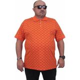 Starbattal Erkek Büyük Beden Polo Yaka Tişört Square 24452 Turuncu - 7XL