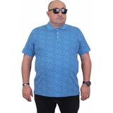 Starbattal Erkek Büyük Beden Polo Yaka Üçgen Baskılı Tişört 24450 Mavı - 4XL - Mavi