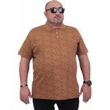 Starbattal Erkek Büyük Beden Polo Yaka Üçgen Baskılı Tişört 24450 Vizon - 4XL