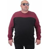 Starbattal Erkek Büyük Beden Sıfır Yaka Çift Renk Triko Kazak 23751 Bordo - 3XL