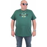 Starbattal Erkek Büyük Beden Sıfır Yaka T-Shirt Be Happy 24131 Hakı - Haki - 3XL