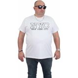 Starbattal Erkek Büyük Beden Sıfır Yaka T-Shirt Nyc 24133 Beyaz - 3XL