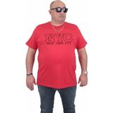 Starbattal Erkek Büyük Beden Sıfır Yaka T-Shirt Nyc 24133 Kırmızı - 3XL