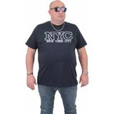 Starbattal Erkek Büyük Beden Sıfır Yaka T-Shirt Nyc 24133 Lacıvert - Lacivert - 3XL