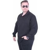Starbattal Erkek Büyük Beden Uzun Kollu Gömlek 25727 Sıyah - Siyah - 7XL