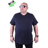 Starbattal Erkek Likralı Basic V Yaka Tişört 11170 Lacivert Kısa Kol Düz Desen Günlük Kullanım - 8XL