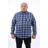 Starbattal Erkek Oduncu Gömlek Saks Renkli Uzun Kol Regular Fit Spor Stil Çift Cep Kapaklı - 2XL