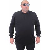 Starbattal Erkek Polo Yaka Düğmeli Triko Kazak Siyah Klasik Stil 3XL Beden 23700