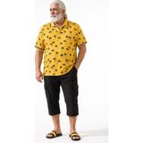 Starbattal Erkek Polo Yaka Tişört Sarı Kısa Kol Regular Fit Palm Desenli %97 Pamuk 4XL 24460 Sarı