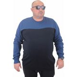 Starbattal Erkek Sıfır Yaka Triko Kazak 23751 İndigo Renk 6XL Uzun Kol Günlük Stil