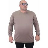 Starbattal Erkek Vizon Renk Sıfır Yaka Basic Triko Kazak 4XL Klasik Stil Uzun Kol