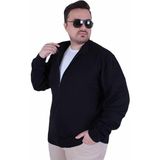 Starbattal Fermuarlı Hırka %50 Pamuk %50 Akrilik Siyah Büyük Beden Erkek Rahat Tasarım 23754 - 7XL