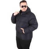 Starbattal Kapüşonlu Mont 2505 Erkek Büyük Beden Siyah Kalın Polyester Özellikli - 3XL