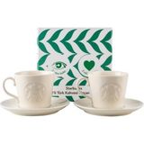 Starbucks® 2'li Türk Kahvesi Sunum Seti Beyaz Kulplu 4 Parçalı Desensiz Malzeme İle Şık