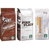 Starbucks 3x Guatemala & Espresso Blond & Pike Place Çekirdek Kahve - 3 Adet