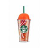 Starbucks Balkabağı Tasarımlı Plastik Pipetli Termos PSL Serisi 473ml