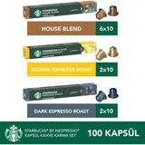Starbucks By Nespresso House Blend 60’lı, Dark Espresso 20’li, Blonde Espresso 20’li Kapsül Kahve - 100 Kapsül